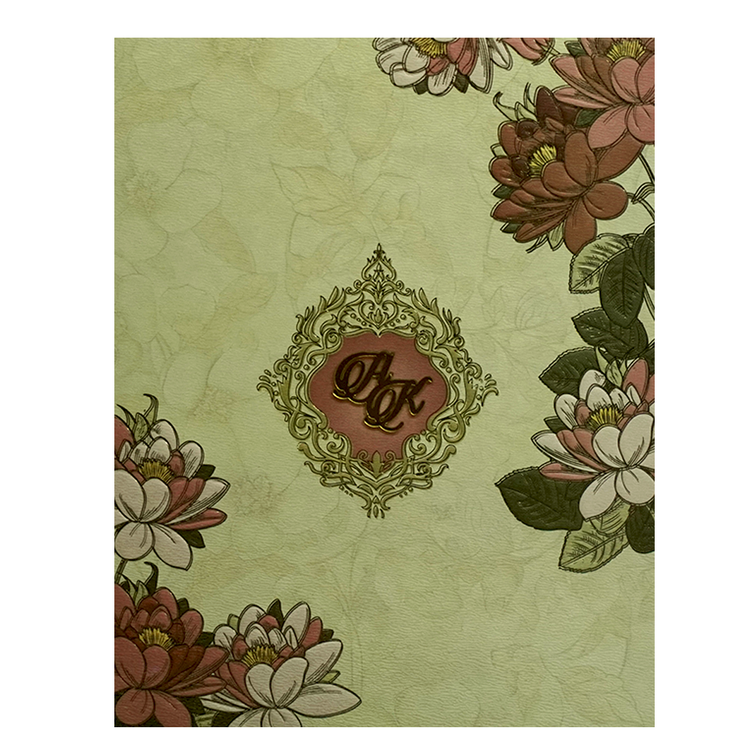 Light Yellow Embossed Wedding Card-KPR09790