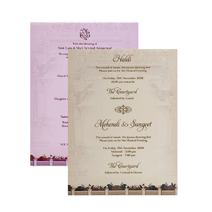 Light Apricot Pink Padded Invitation-King of Cards