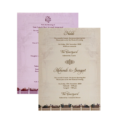 Light Apricot Pink Padded Invitation-King of Cards