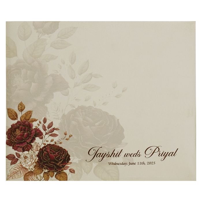 Cream Rose Padded Wedding Card-King of Cards