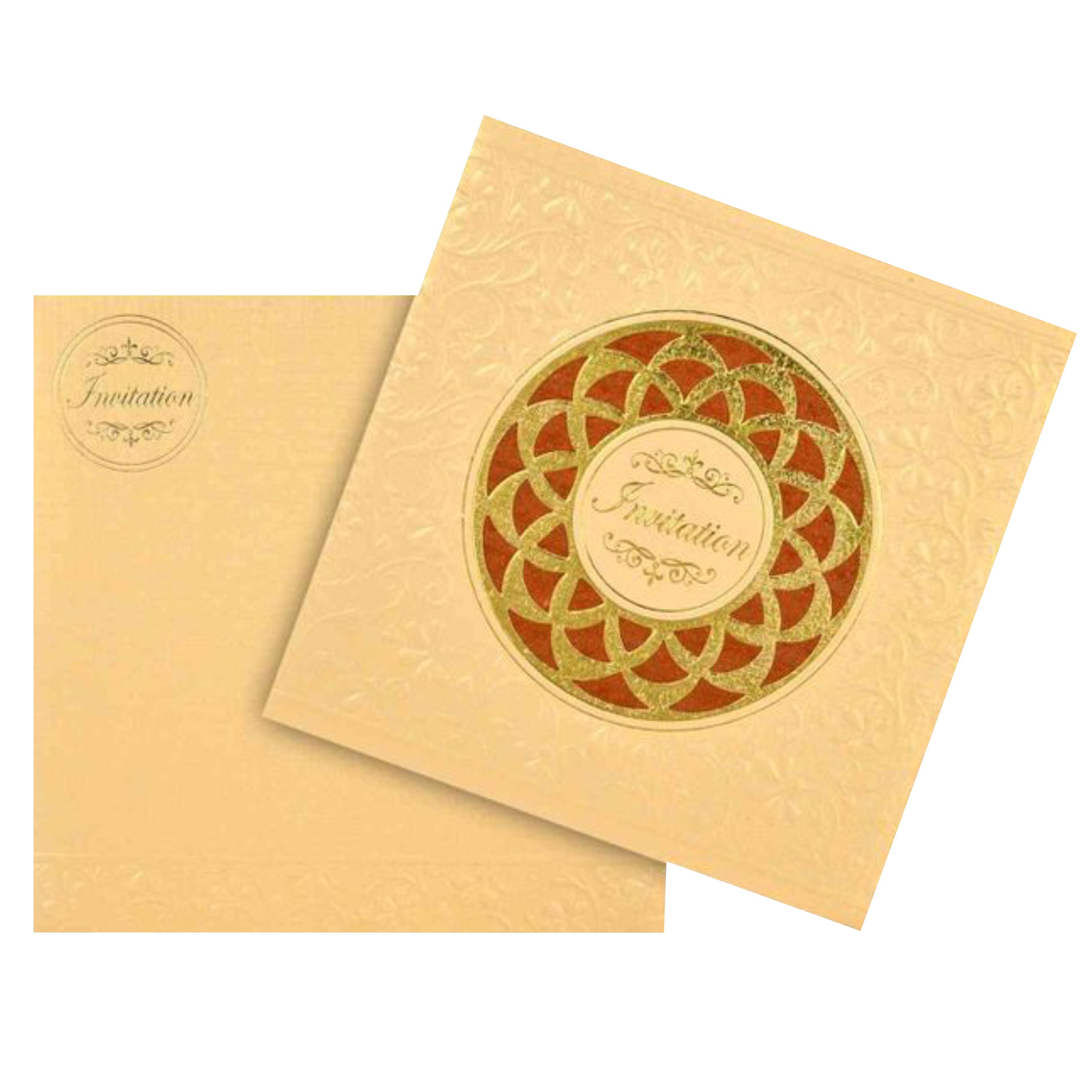 Gorgeous Cream Color Hand Made Wedding Card  - KNK95030