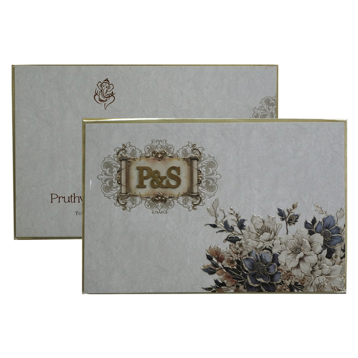 Dusty Grey Padded Invitation Card-King of Cards