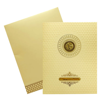 Sandal Embossed Ganesha Invitation Card-KNK4202C