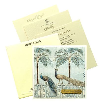 Blue Peacock Padded Nameplate Invitation Card-King of Cards