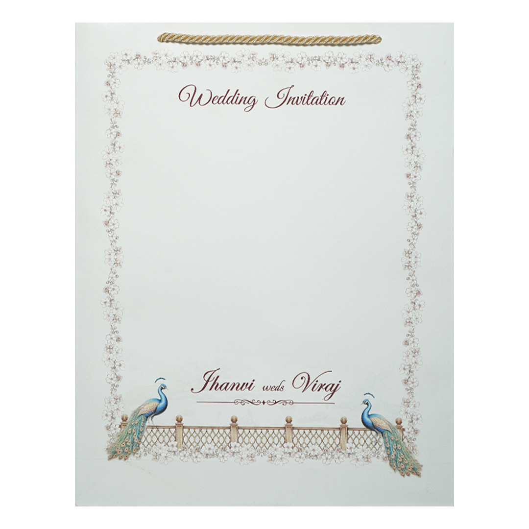 White Floral Arch Wedding Invitation Box-KMMEX8290
