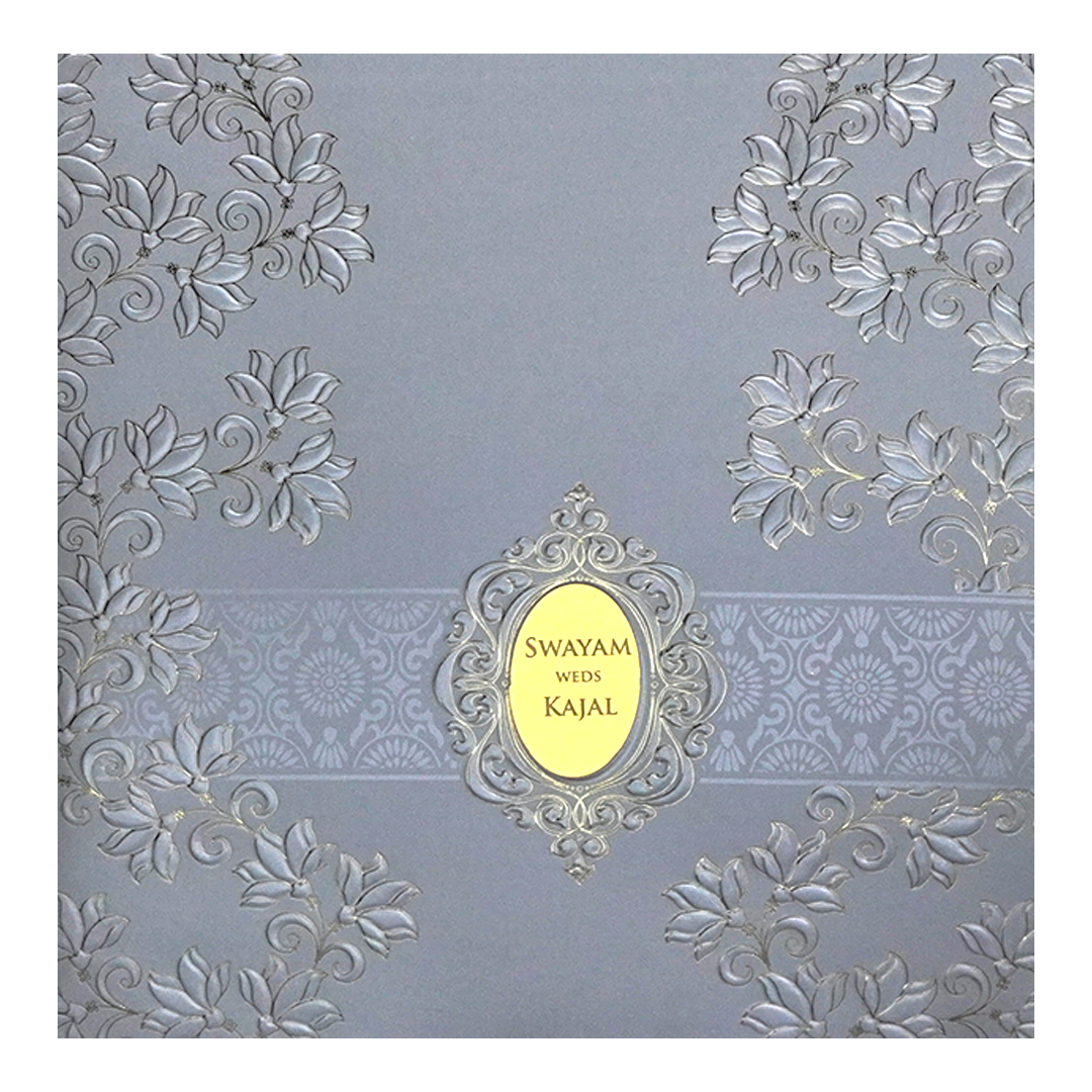 Silver Embossed Wedding Card-KPR09130