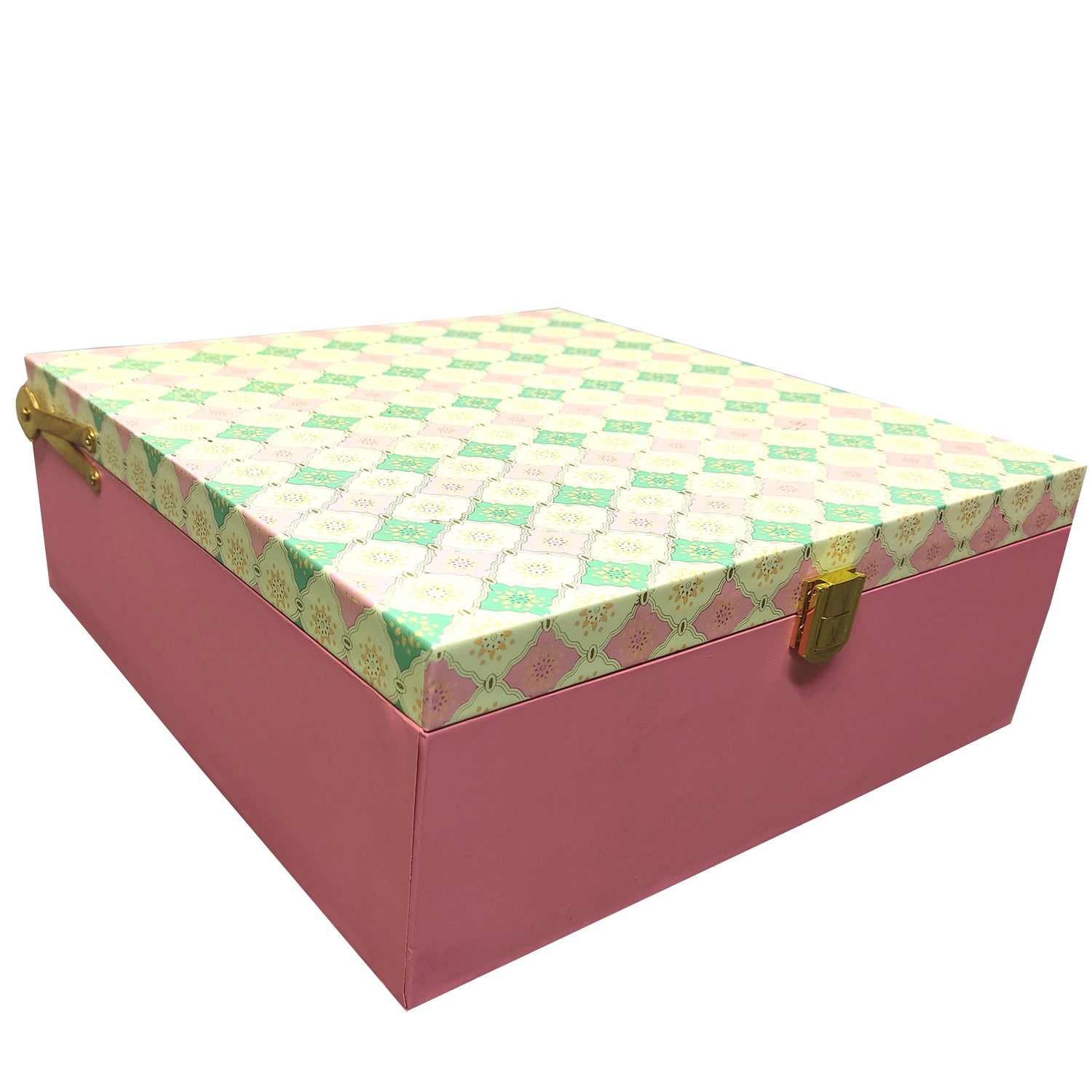 Pink And Green Square Box Invitation-KBX0503