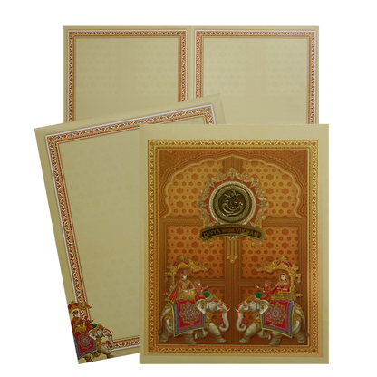 Celebrate in style with customized Light Yellow Elephant Wedding Card Order now! ?WhatsApp Support ?Express Delivery.