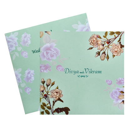 Green Pink Floral Invitation Card-King of Cards