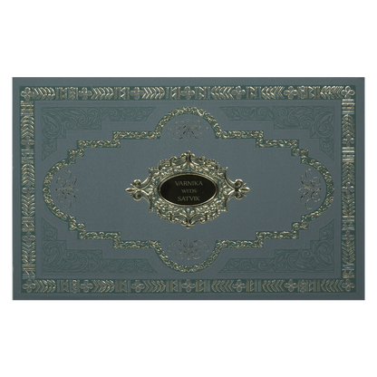 Grey Metallic Gold Padded Wedding Card-KSSC2360