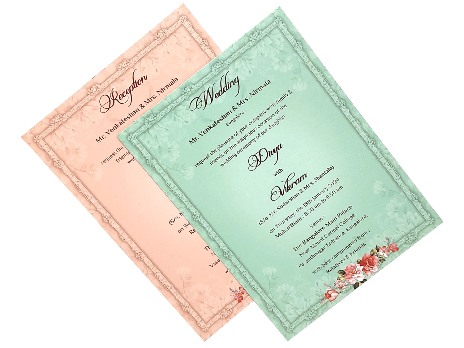 Pastel cream floral arch invitation card-KNPS8603P