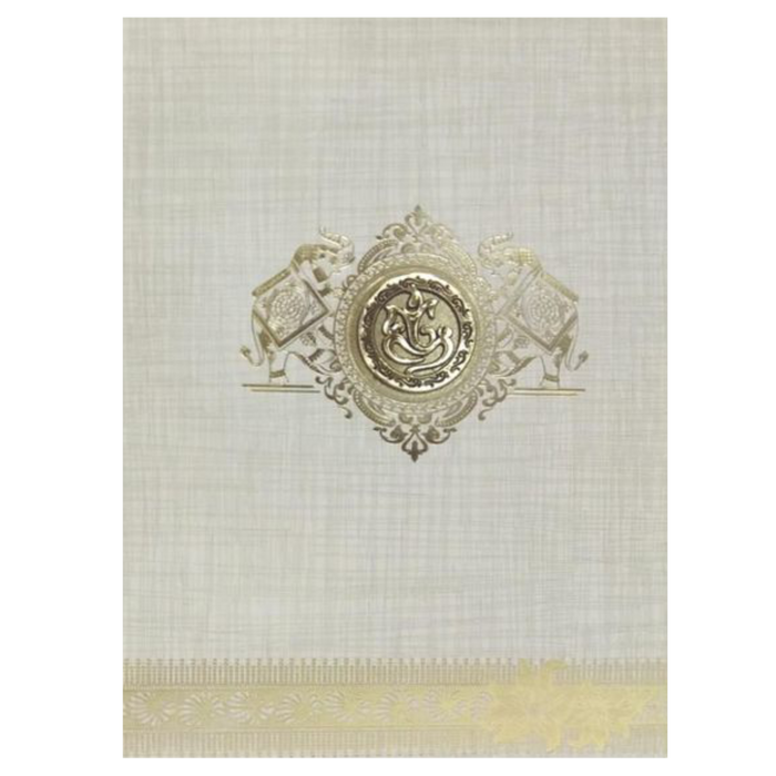 Grey Jumbo Metallic Elephant Design With Gold Foiling-KNK5021G-King of Cards