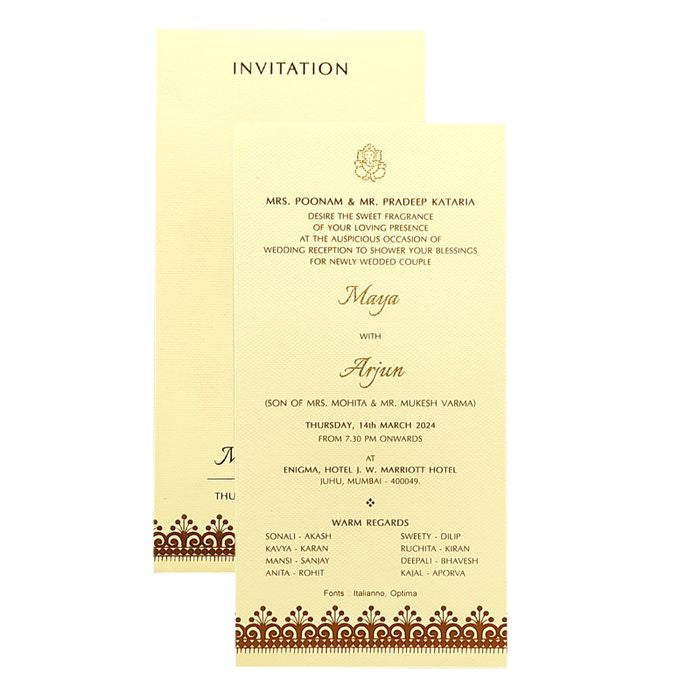 White Floral Single Invitation Card-King of Cards