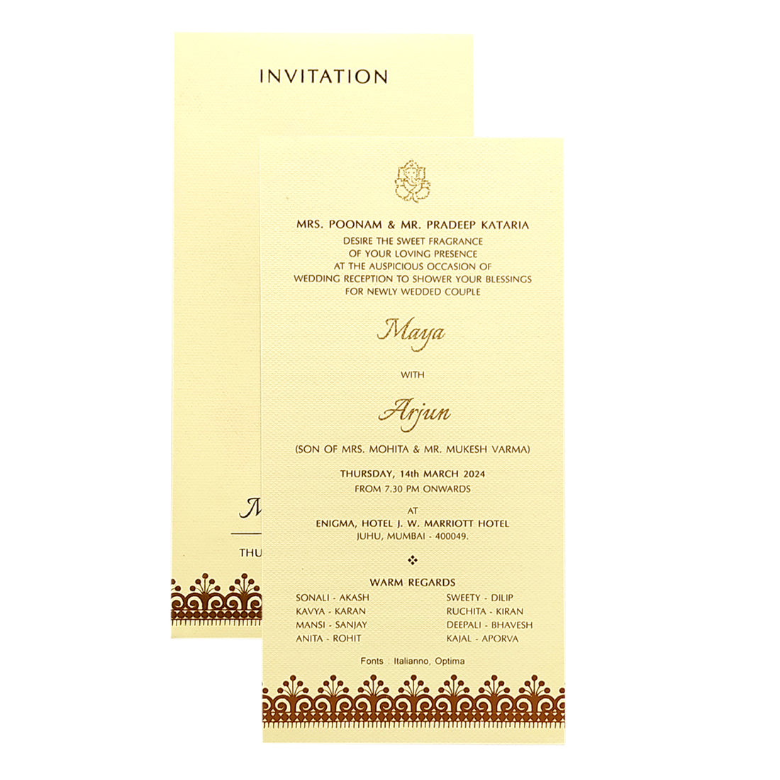 White Floral Single Invitation Card-King of Cards
