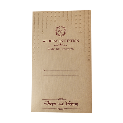 Gold Single Sheet Wedding Card-KNPD1120