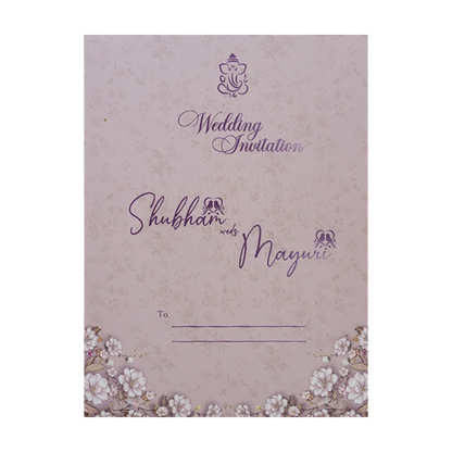 Lavender Floral Padded Wedding Card-KSH72460