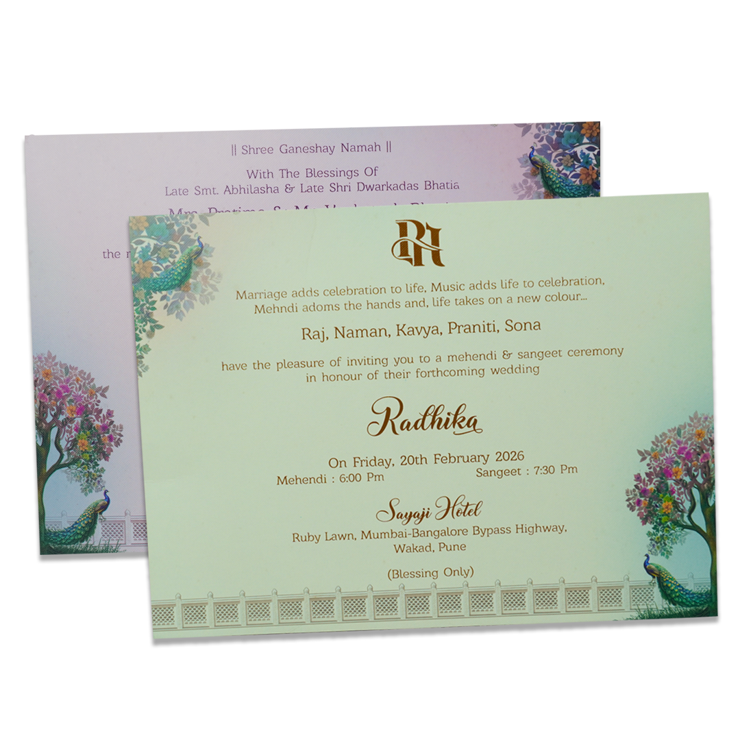 Green Procession Padded Wedding Card - KSI64110