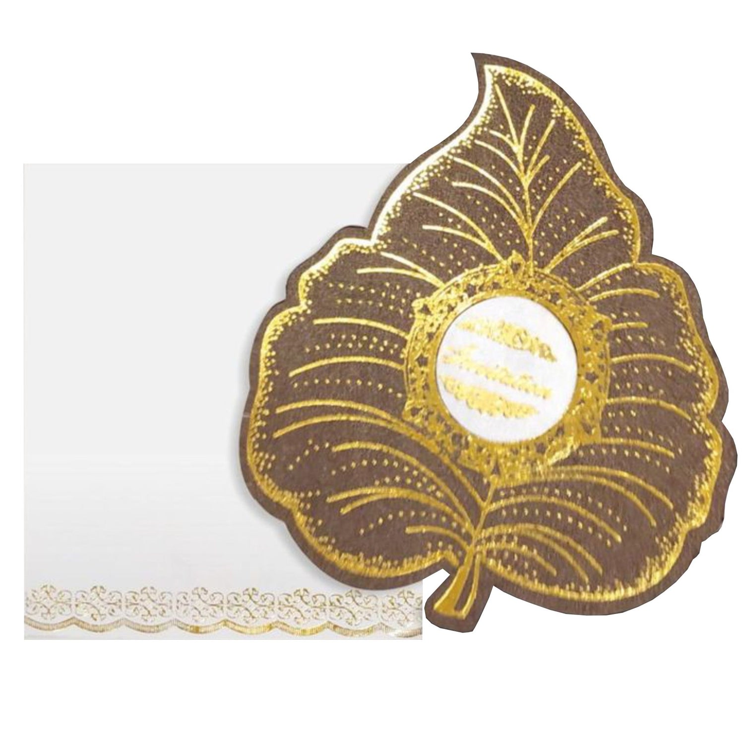 Alluring Leaf Shaped Personal Wedding Card - KNHM814C