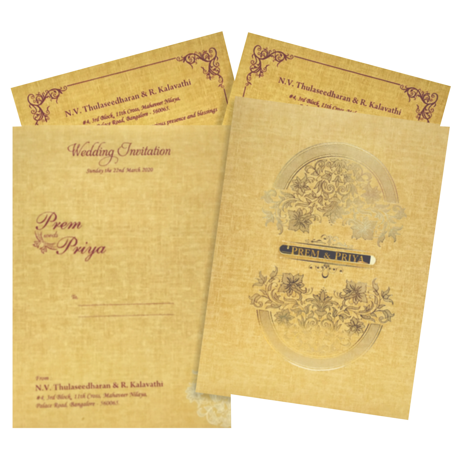 Brown Gold Premium Padded Stiff Board Invitation Card-KNPS9501N