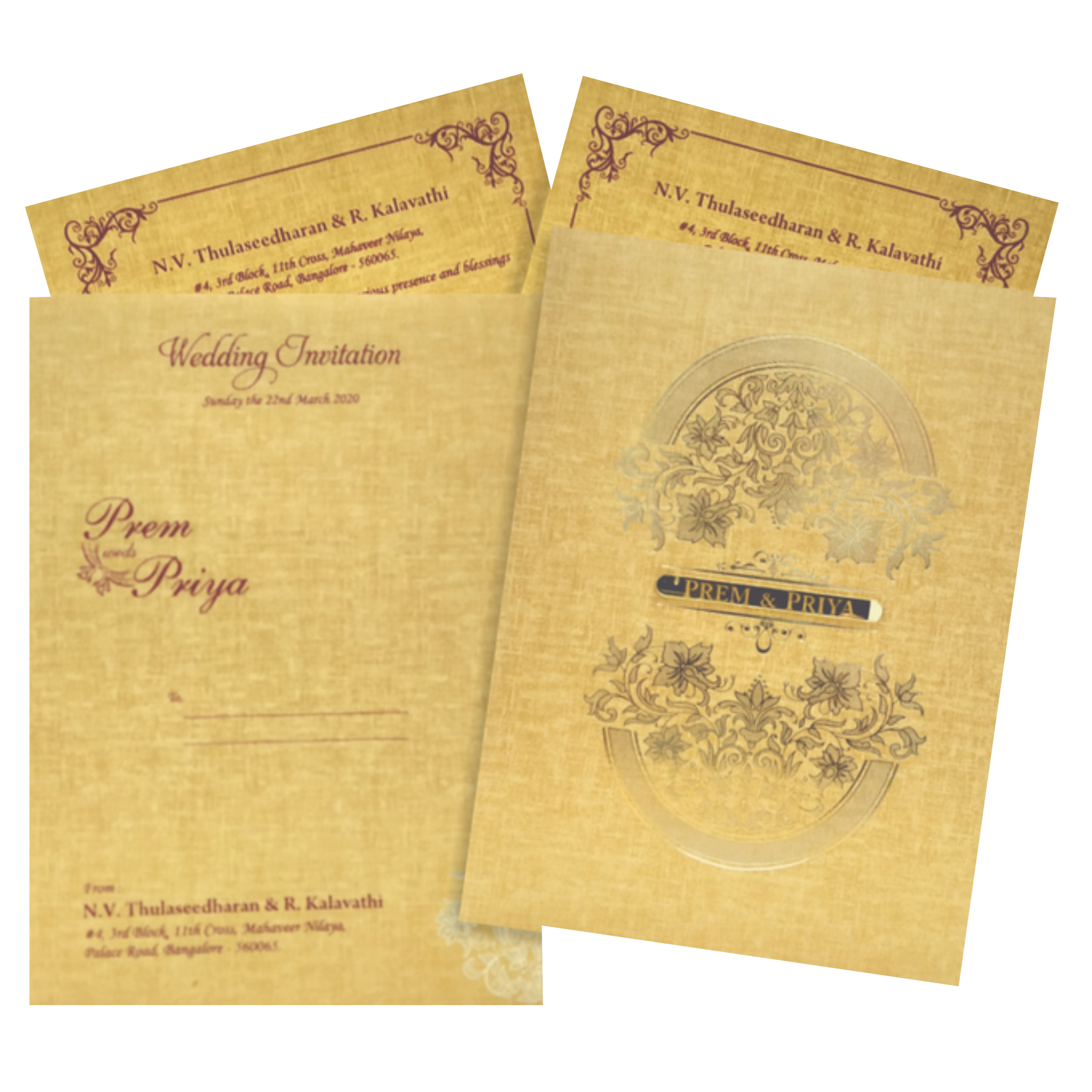 Brown Gold Premium Padded Stiff Board Invitation Card-KNPS9501N