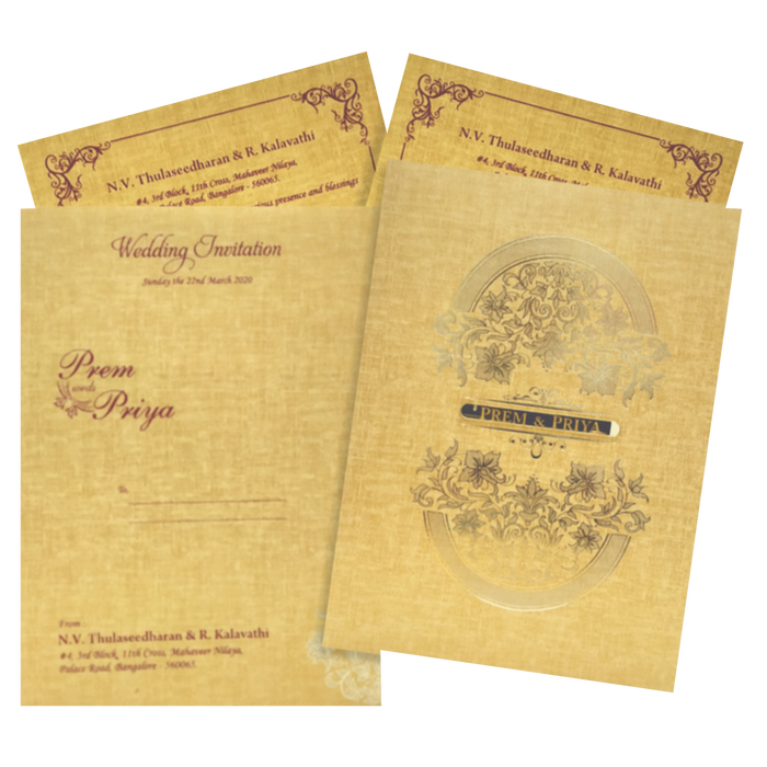 Brown Gold Premium Padded Stiff Board Invitation Card-KNPS9501N-King of Cards