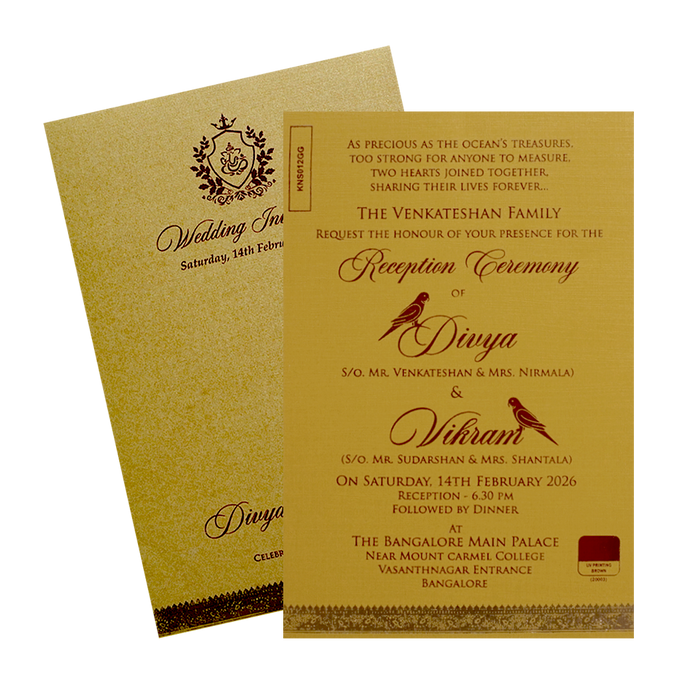 Cream single sheet with gold envelope invitation card-King of Cards