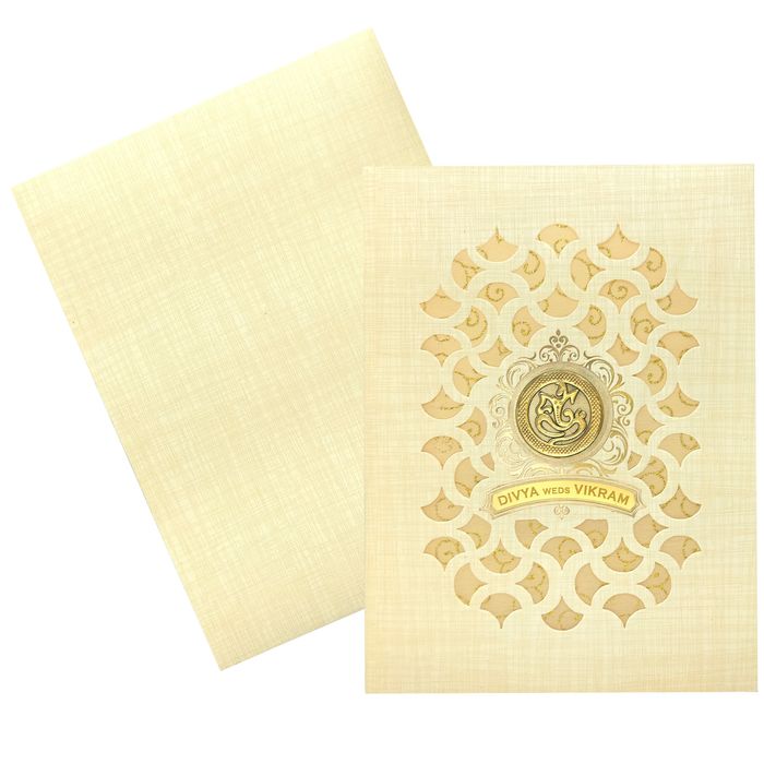 Sandal Metallic Royal Die Cut With Wolly Foil Invitation-KNK7037S-King of Cards