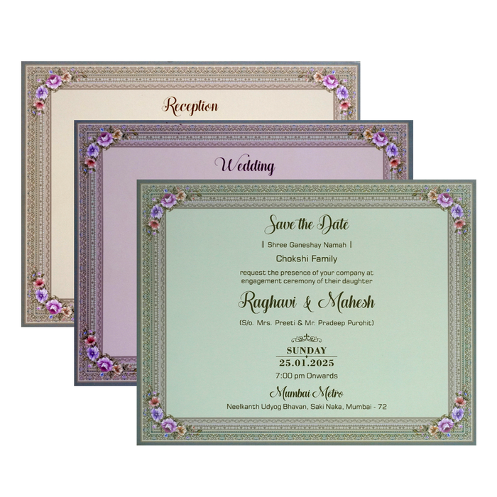 Greyish Blue Padded Invitation-King of Cards