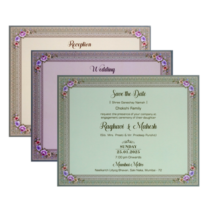 Greyish Blue Padded Invitation-King of Cards
