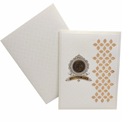 White Jumbo Screen Embossed Floral Die Cut Wedding Card-KNJS2040