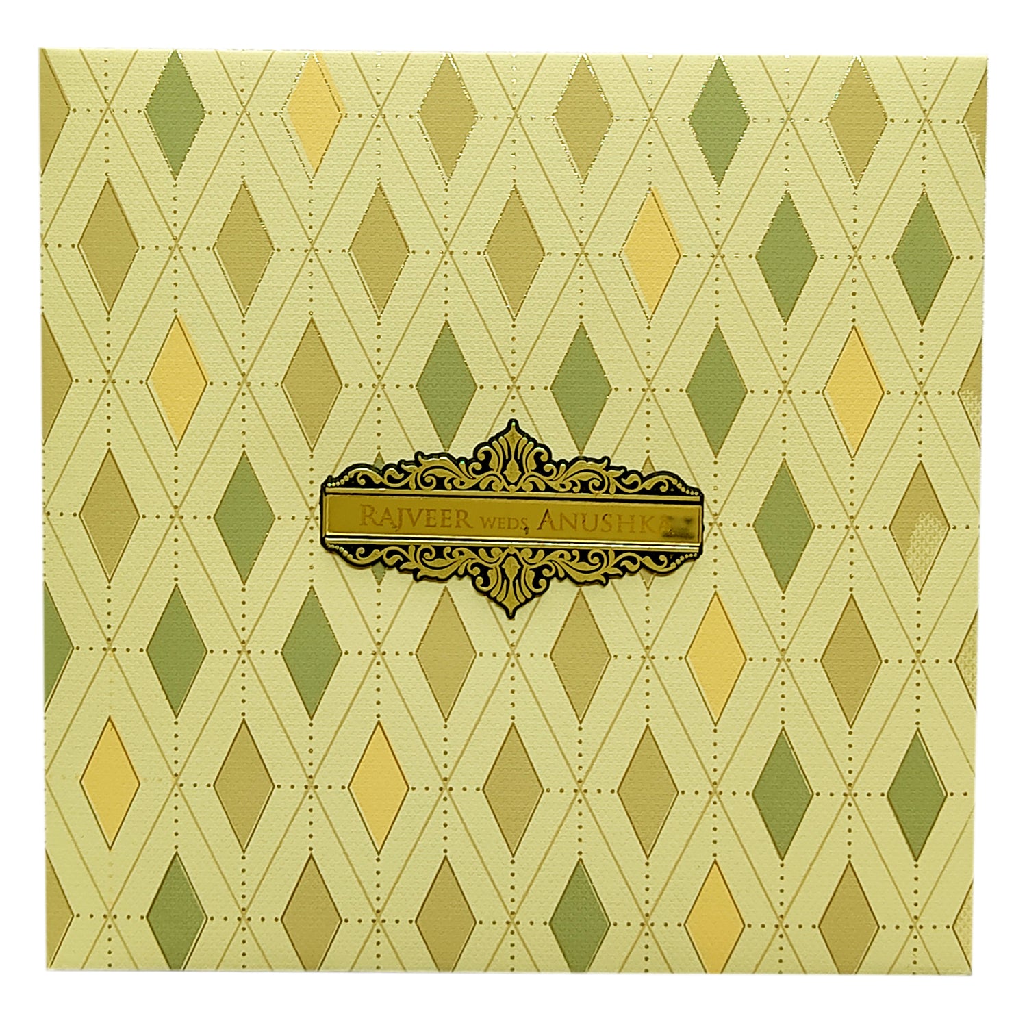 Cream Green Padded Invitation Card-King of Cards