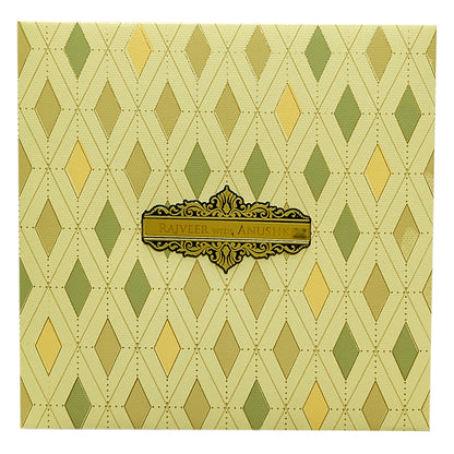 Cream Green Padded Invitation Card-King of Cards