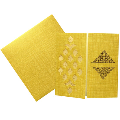 Gold Laser Cut Metallic Door Type Invitation Card-KNK4344N