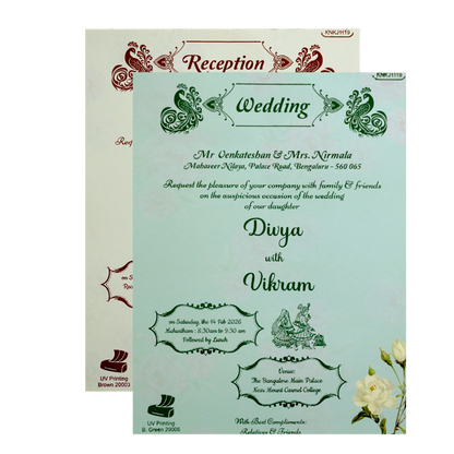 Pastel Green Floral Invitation Card-KNKJ1119