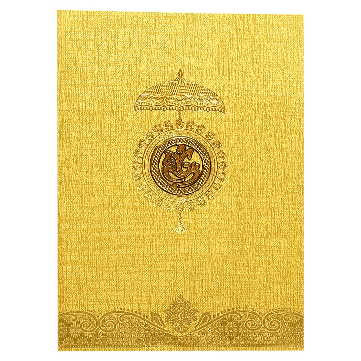 Brown Gold Ganesha Invitation Card-KNCM24NG