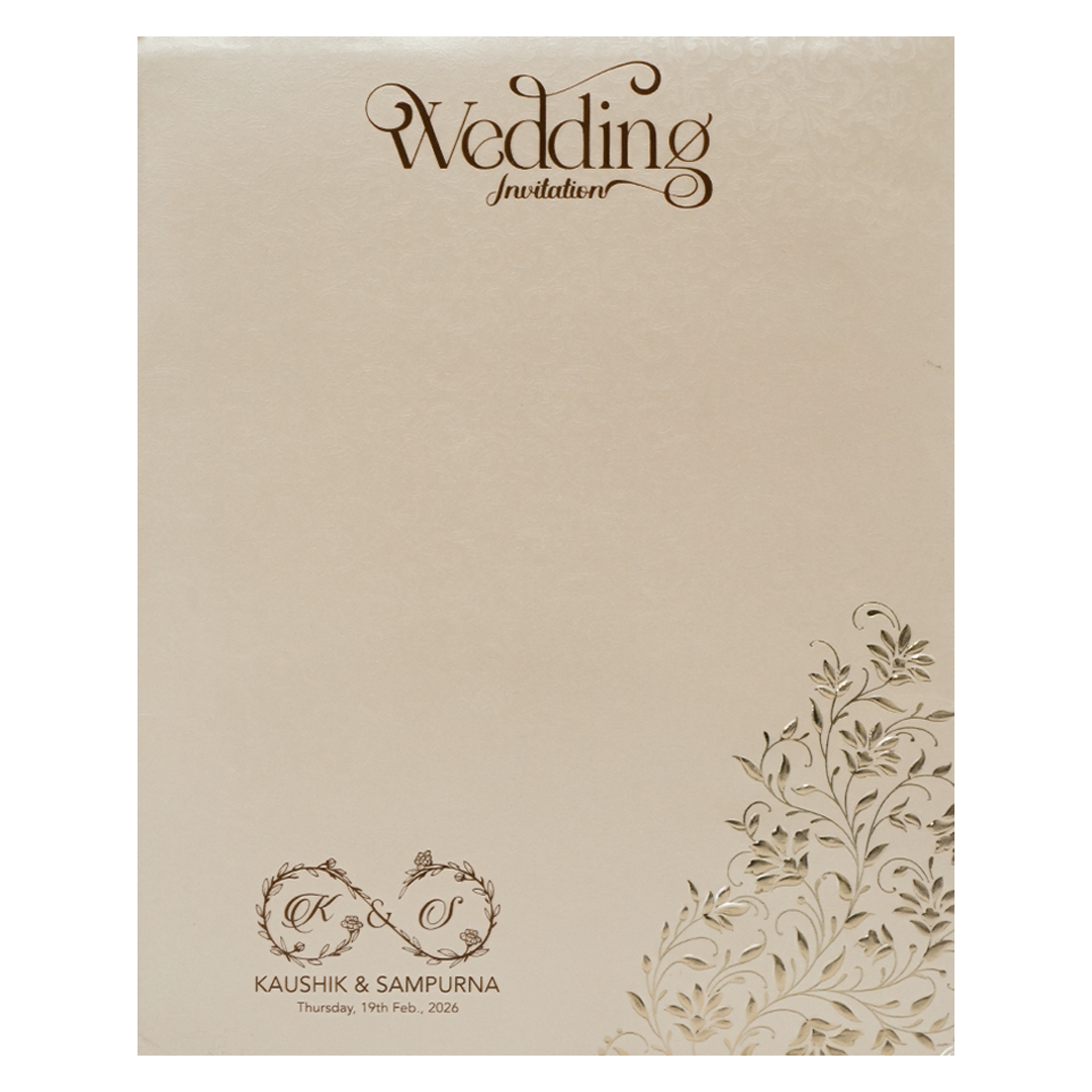 Cream Gold Wave Padded Wedding Card-KSSC2065