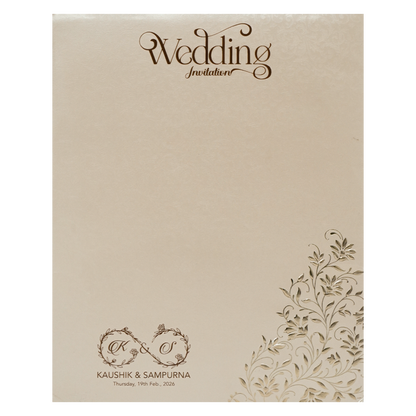 Cream Gold Wave Padded Wedding Card-KSSC2065
