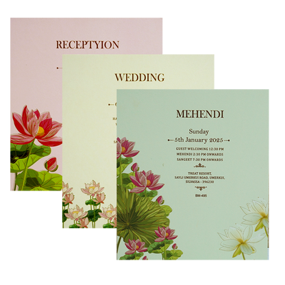 Cream Lotus Marriage Card-King of Cards