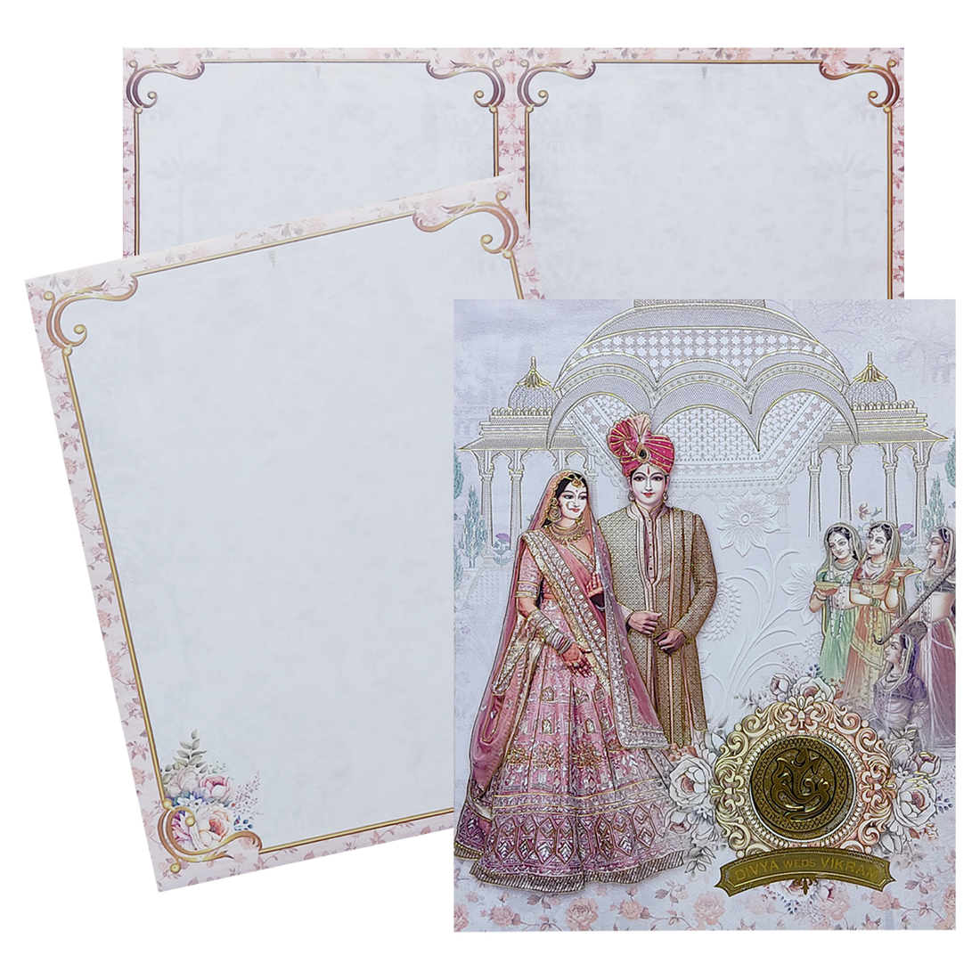Pink Royal Bride Groom Wedding Card-KNKJ1135