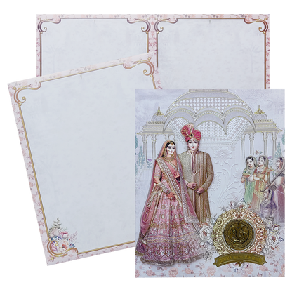 Pink Royal Bride Groom Wedding Card-KNKJ1135