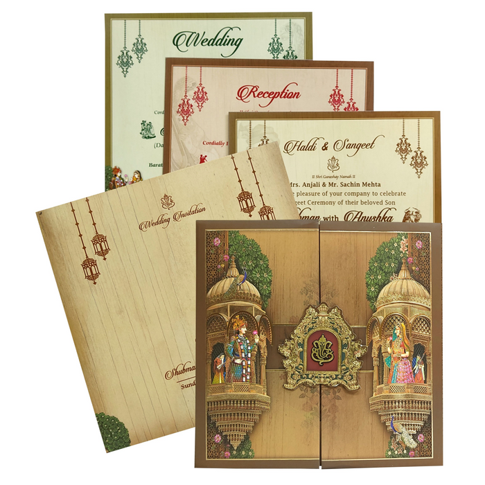 Brown Royal Bride Groom Marriage Invitation Card-KRB08660