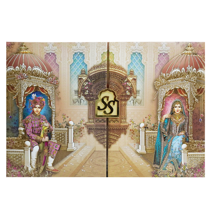 Cream Royal Bride Groom Padded Wedding Card-King of Cards