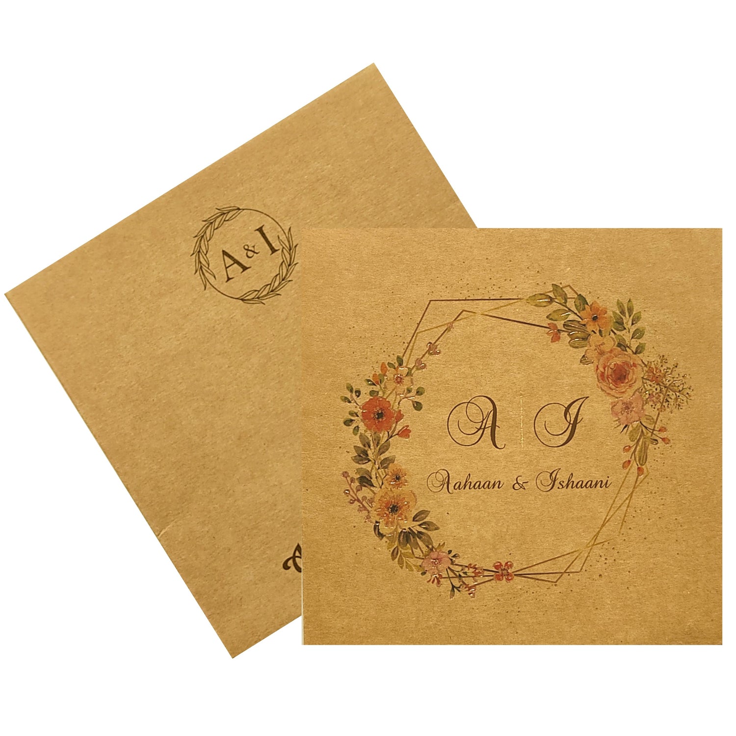 Brown Floral Invitation card-KRC29192