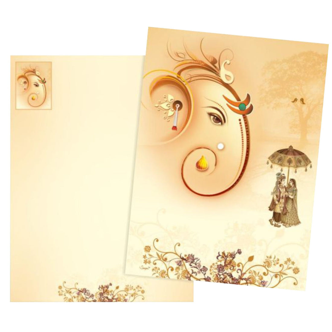 Royal Ganesha Cream Color Wedding Card - KNJB4026
