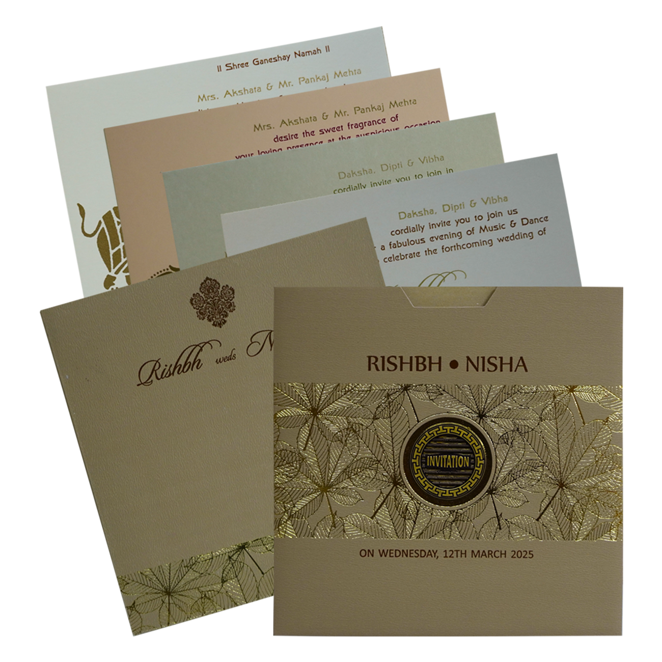 Pale Brown Wedding Invitation-KRC30272