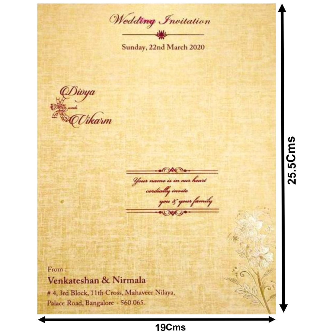 Brown Gold Designer Padded Invite With Name Plate-KNPS9513N-King of Cards