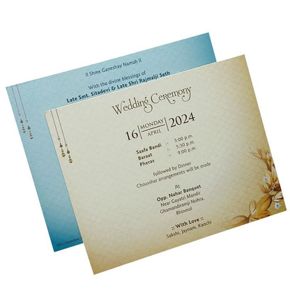 Blue Leaf Invitation Card-King of Cards