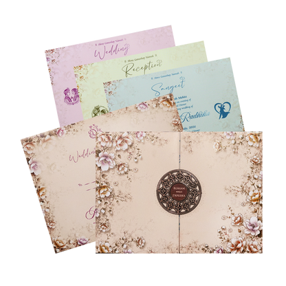 Check out Cream Floral Padded Wedding Card at best price.✅WhatsApp Support ?✅Express Delivery.
