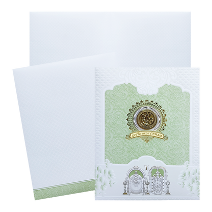 Make your event special with our exclusive White Green Balaji Padmavathi Wedding Card. Shop now! ?WhatsApp Support ?Express Delivery.