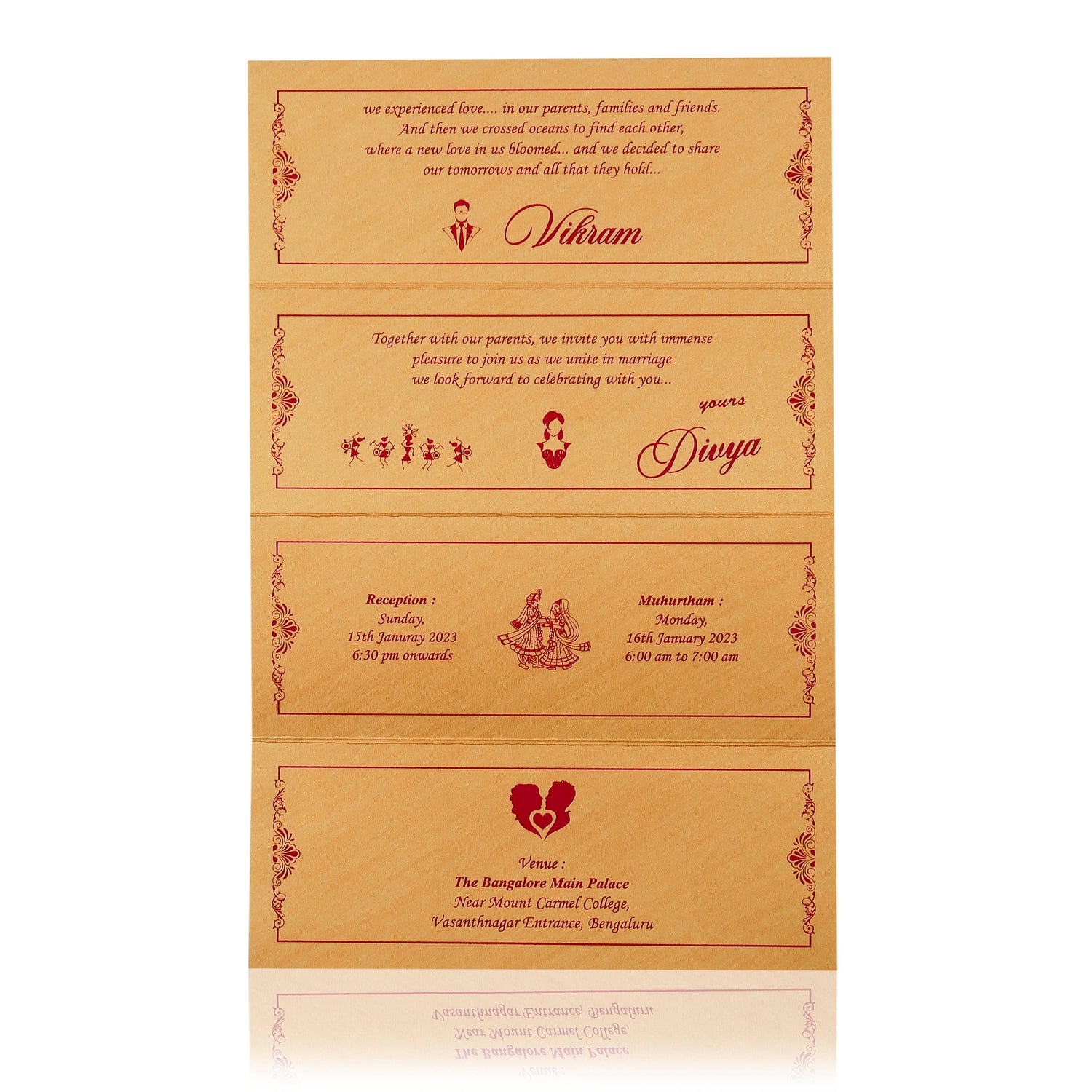 Gold Three Fold Invitation Card-KNK3080G